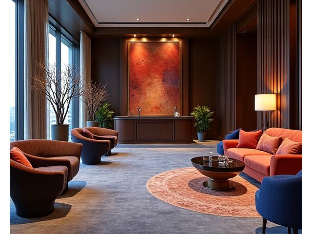 Elegant lobby i boutique hotell med designmøbler