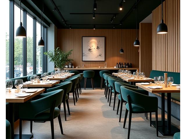 Moderne restaurantinteriør med nordisk touch